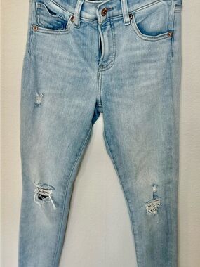 Express Light Blue Distressed Skinny Jeans